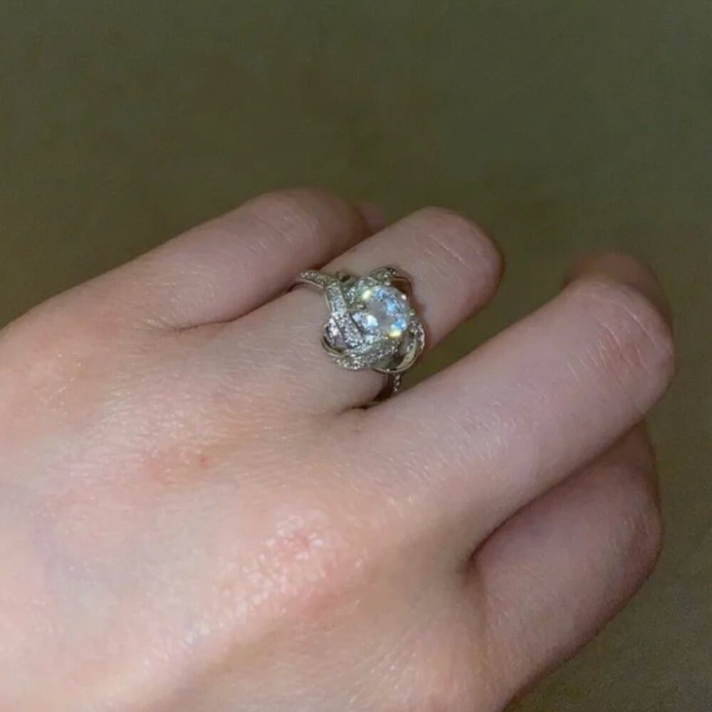 925 Sterling Silver Diamond Solitaire Ring - Picture 2 of 3